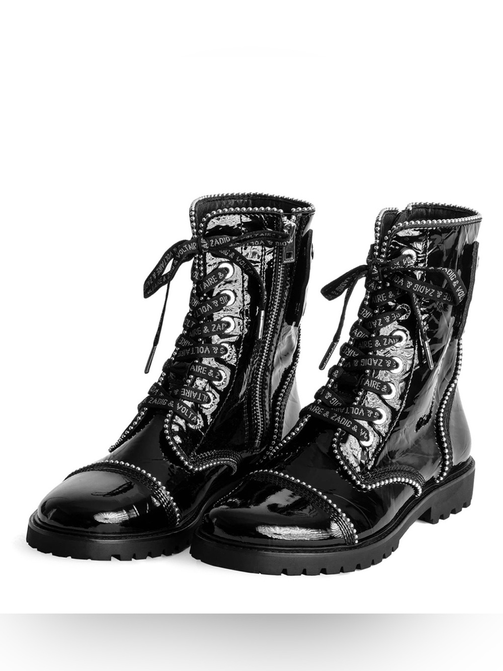 Zadig & Voltaire women's black leather Joe Wrinkle Studs Ankle Boots - Picture 15 of 16